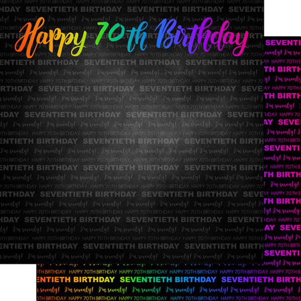 NEON 70th BIRTHDAY DS 12"X12" Scrapbook Paper