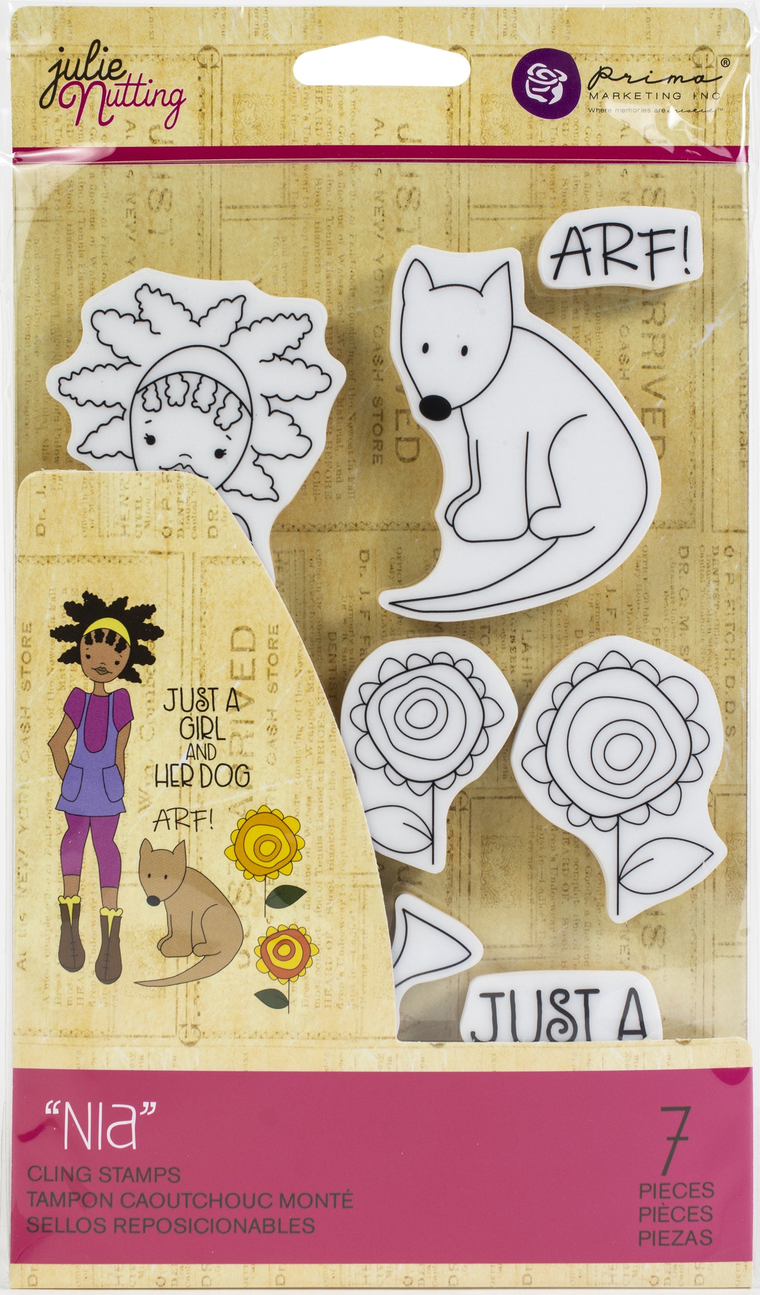 Prima Julie Nutting Cling Stamp NIA DOLL 7pc