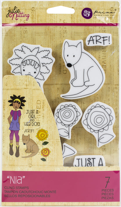 Prima Julie Nutting Cling Stamp NIA DOLL 7pc