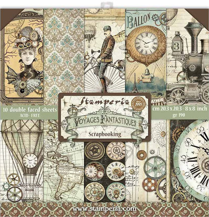 Stamperia VOYAGES FANTASTIQUES 8"X8" Scrapbook Paper Pack