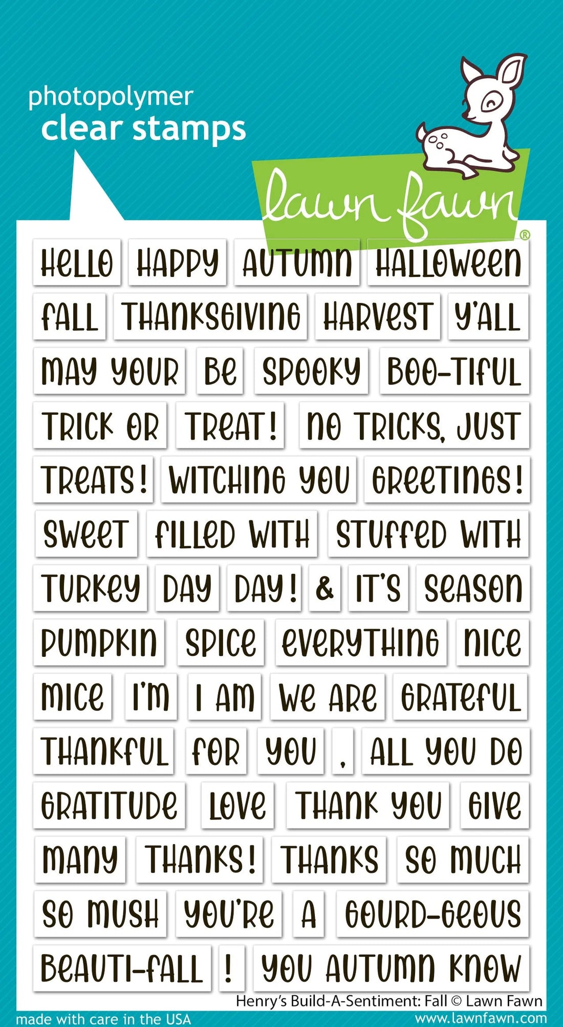 Lawn Fawn HENRY’S BUILD-A-SENTIMENT FALL Clear Stamps 56pc