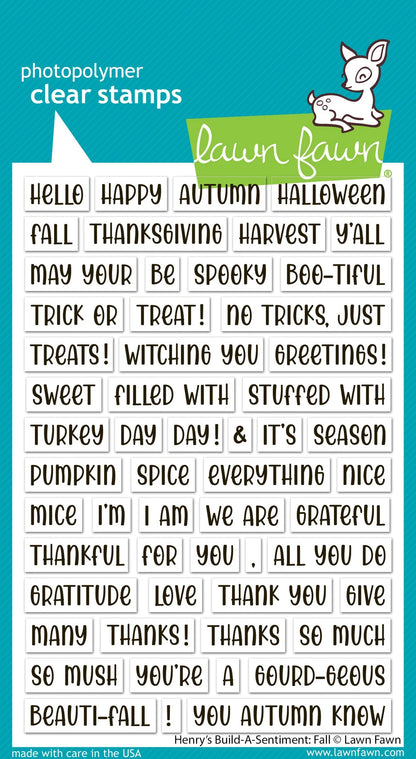Lawn Fawn HENRY’S BUILD-A-SENTIMENT FALL Clear Stamps 56pc