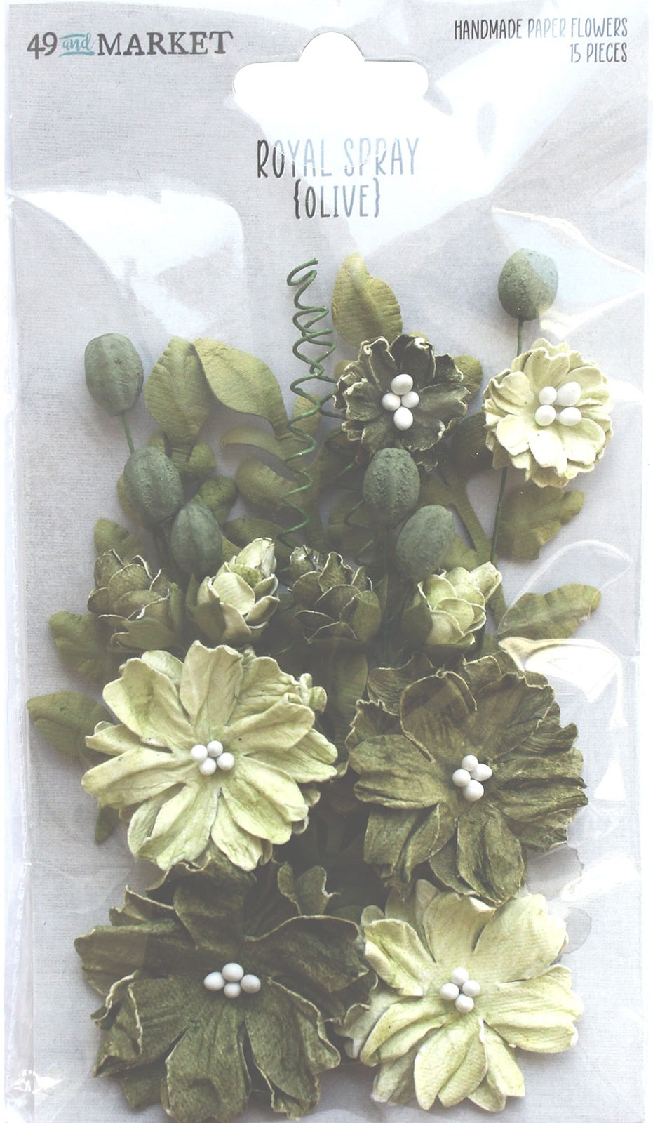 49 and Market ROYAL SPRAY Olive Handmade Paper Flowers 15pc