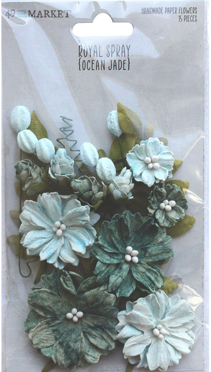 49 and Market ROYAL SPRAY Ocean Jade Handmade Paper Flowers 15pc