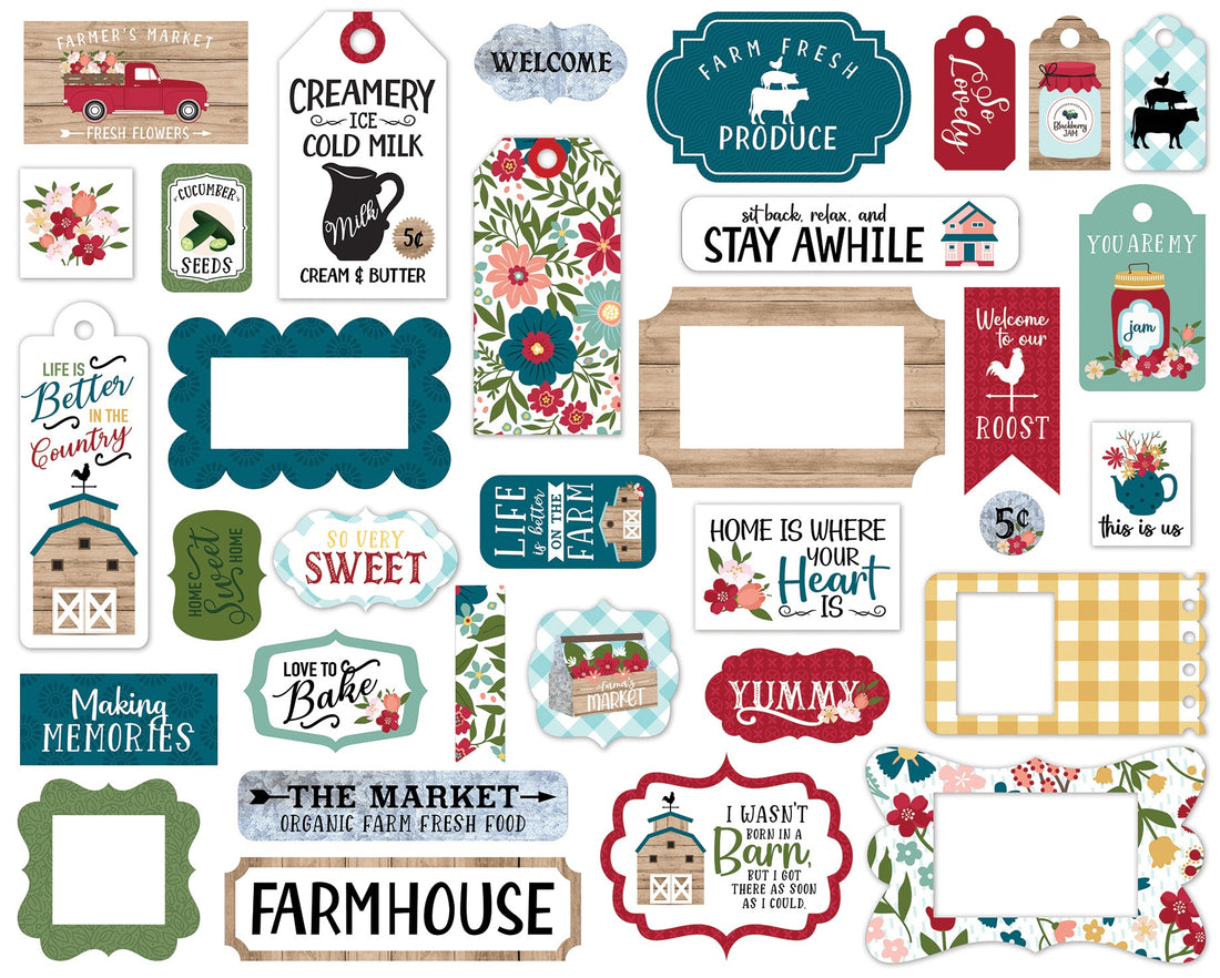 Echo Park FARMERS MARKET Frames &amp; Tags 33pc