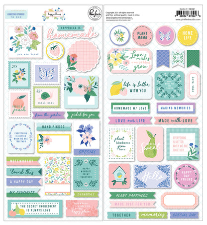 Pinkfresh Studio HAPPY BLOOMS Cardstock Stickers 52pc