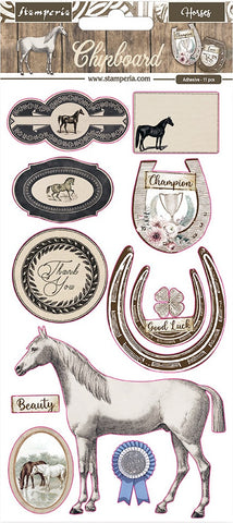 Stamperia HORSES Chipboard Stickers 11pc