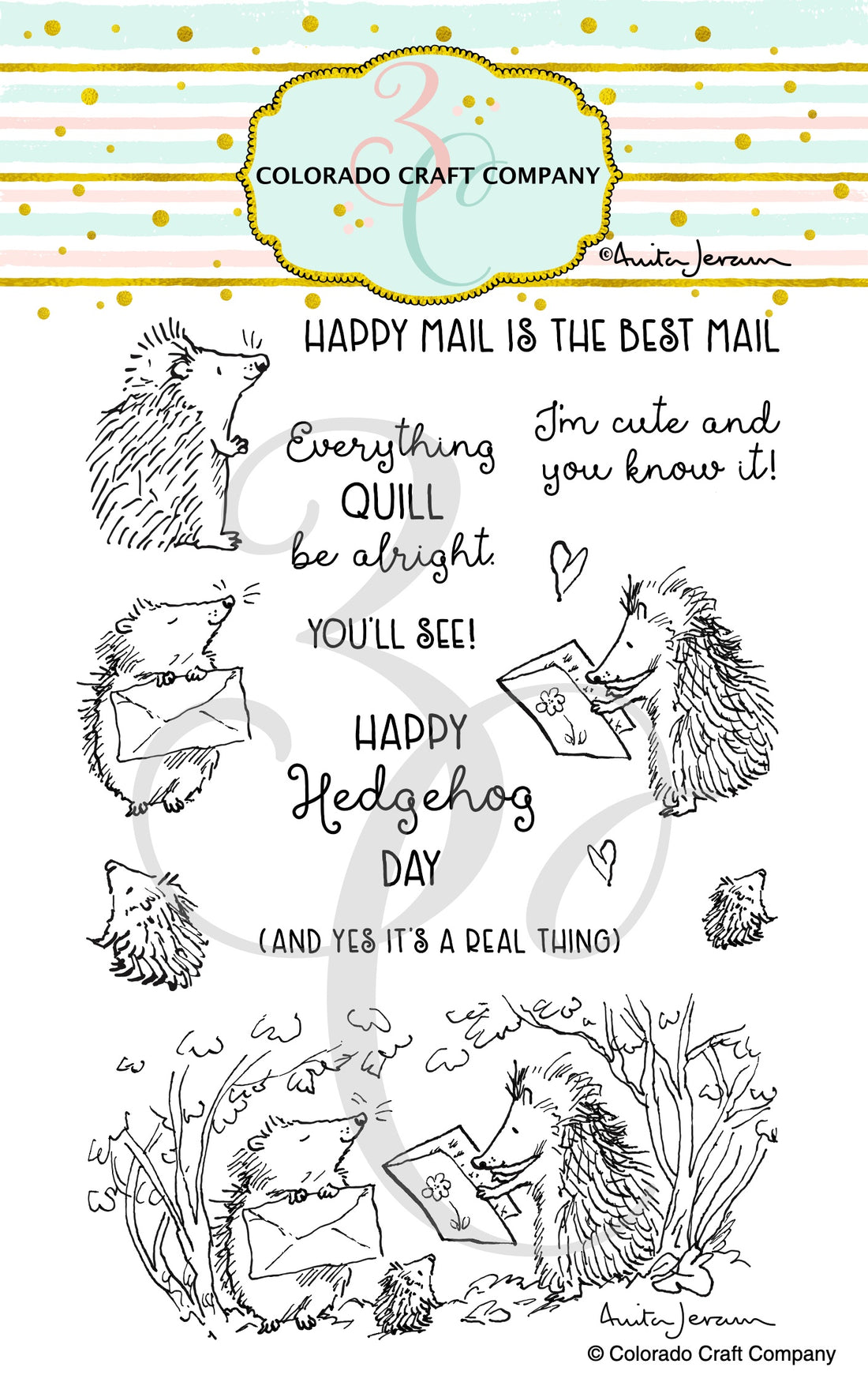 Colorado Craft Company HEDGEHOG DAY Stamp &amp; Die Set 23pc