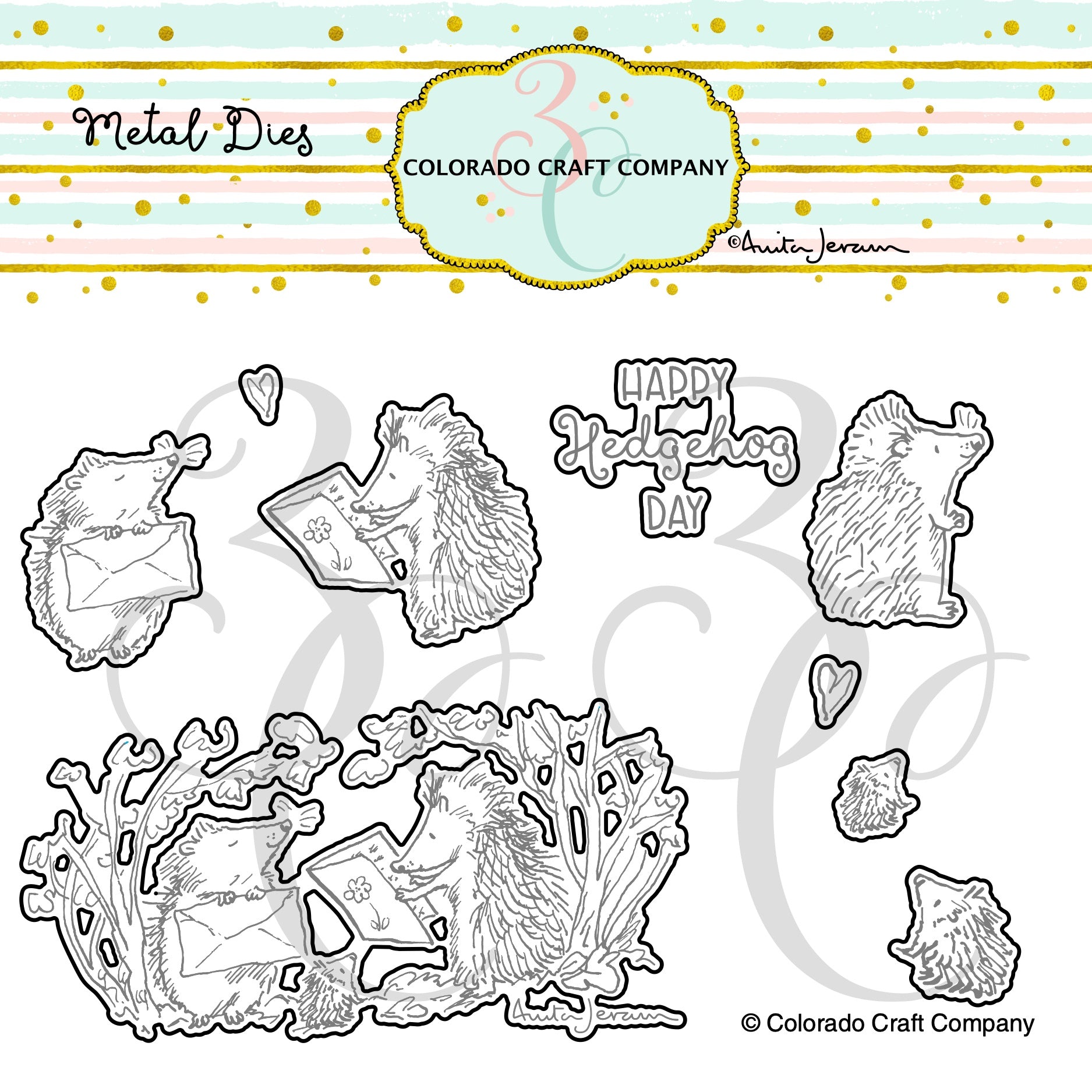 Colorado Craft Company HEDGEHOG DAY Stamp &amp; Die Set 23pc