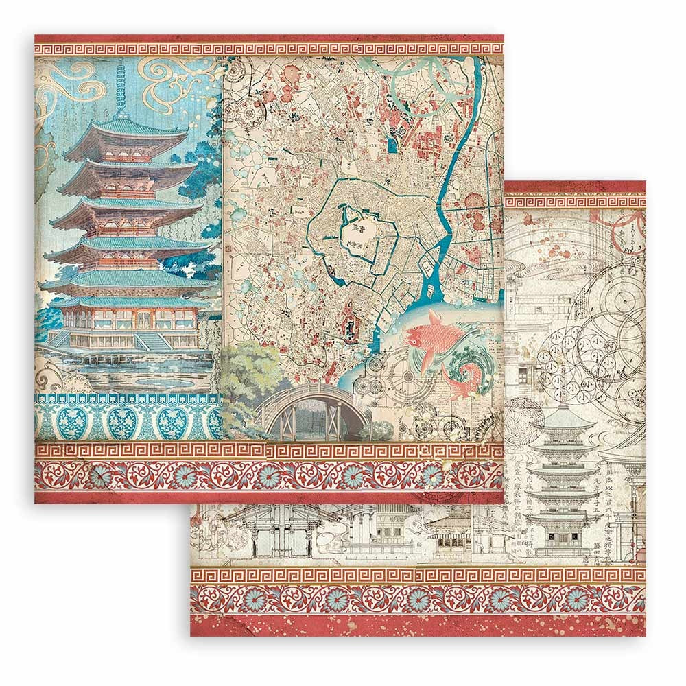 Stamperia SIR VAGABOND IN JAPAN 12"X12" Scrapbook Paper Pack