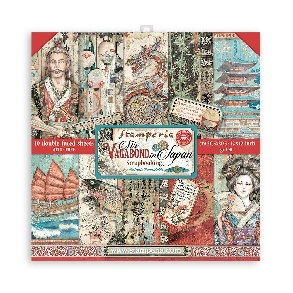 Stamperia SIR VAGABOND IN JAPAN 12"X12" Scrapbook Paper Pack