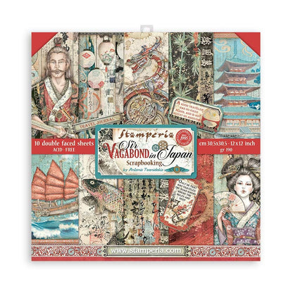 Stamperia SIR VAGABOND IN JAPAN 12&quot;X12&quot; Scrapbook Paper Pack