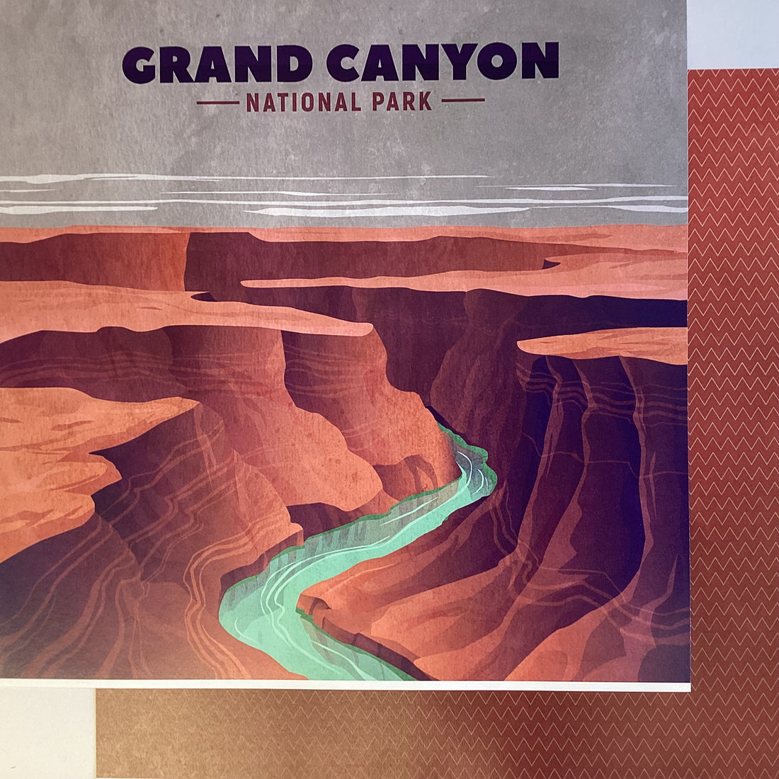 GRAND CANYON ZIG ZAG National Park 12&quot;X12&quot; Scrapbook Paper