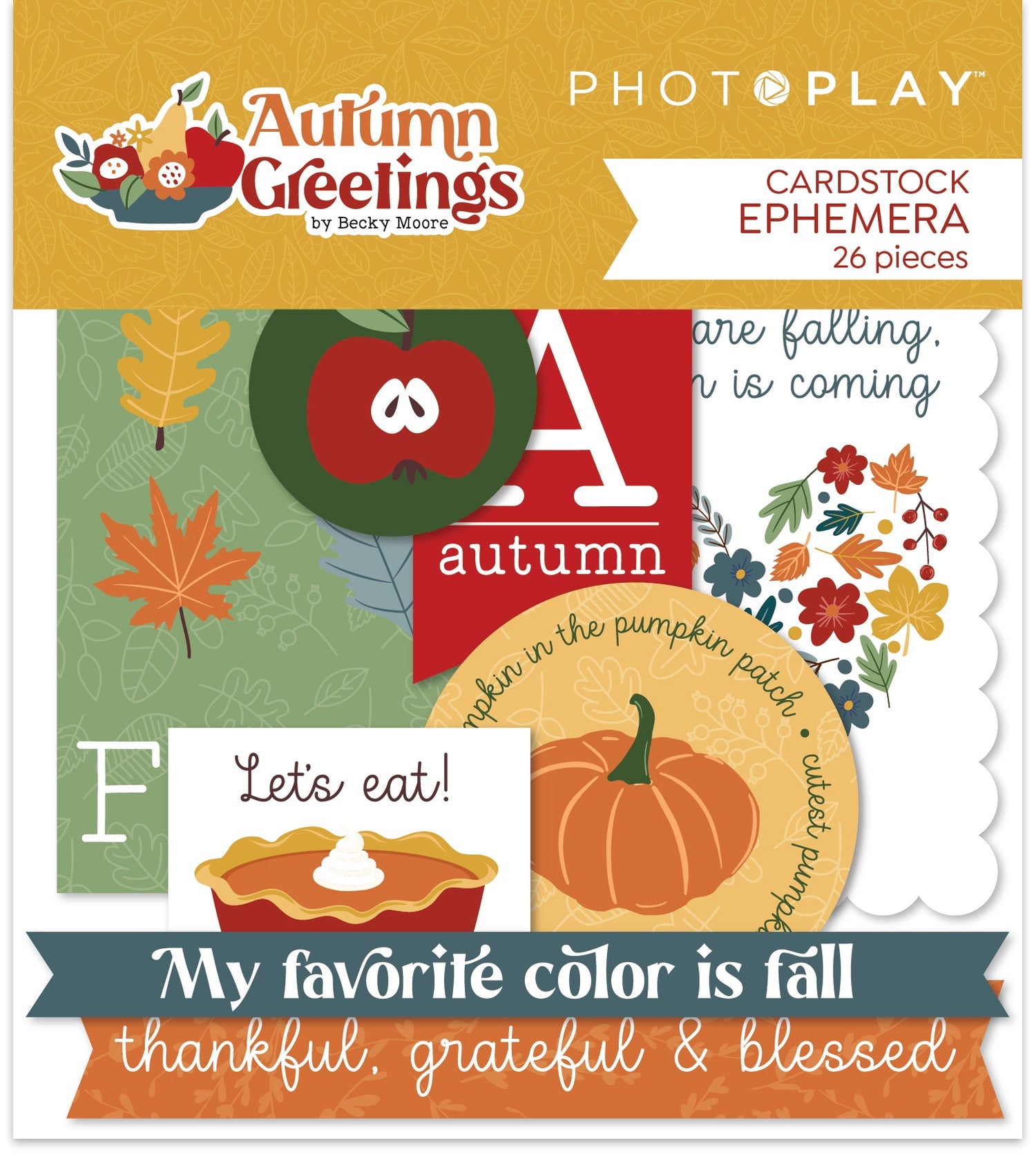 Photoplay AUTUMN GREETINGS Cardstock Ephemera 26pc