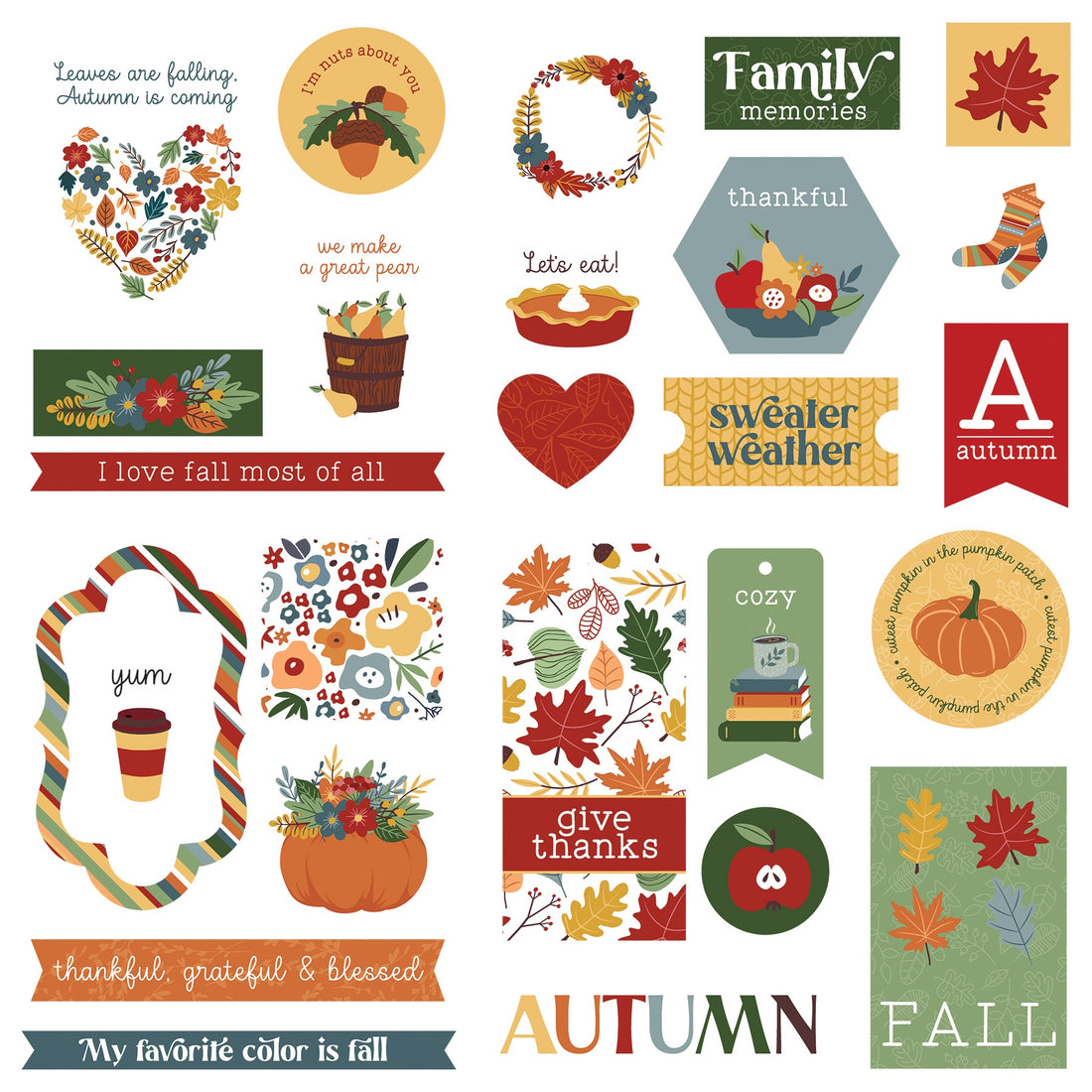 Photoplay AUTUMN GREETINGS Cardstock Ephemera 26pc