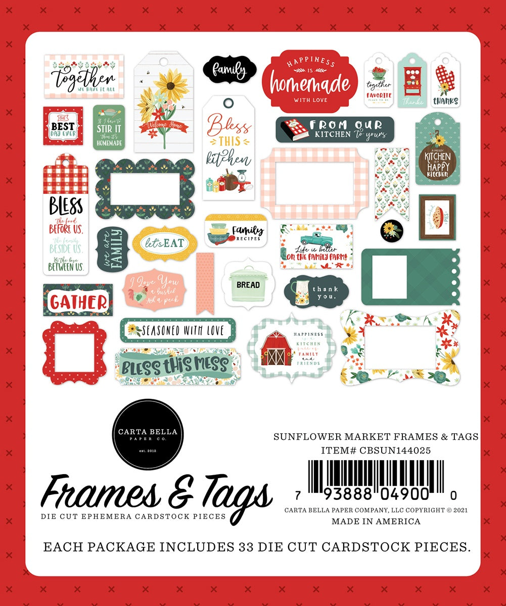 CARTA BELLA SUNFLOWER MARKET Frames & Tags 33pc
