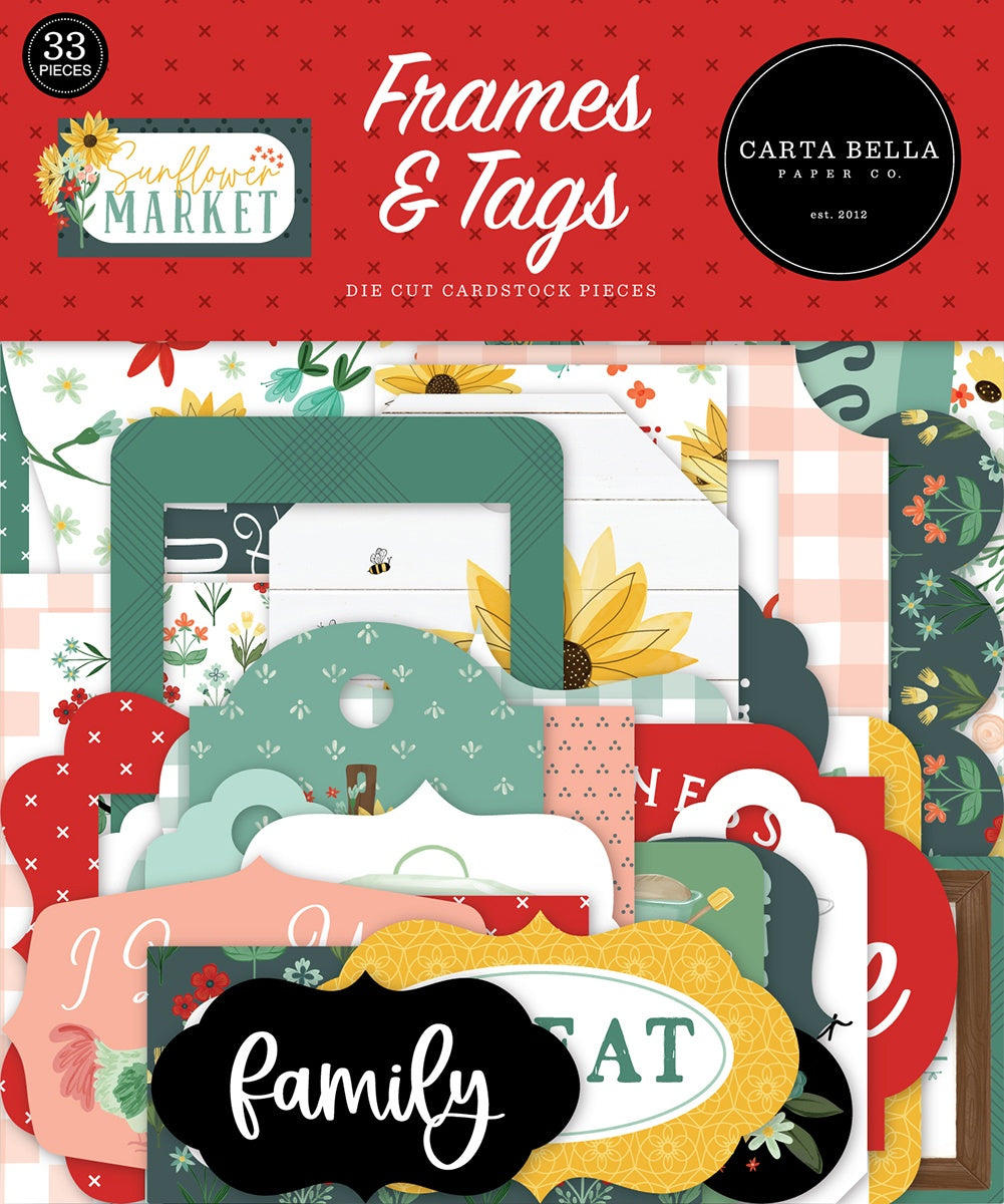 CARTA BELLA SUNFLOWER MARKET Frames &amp; Tags 33pc