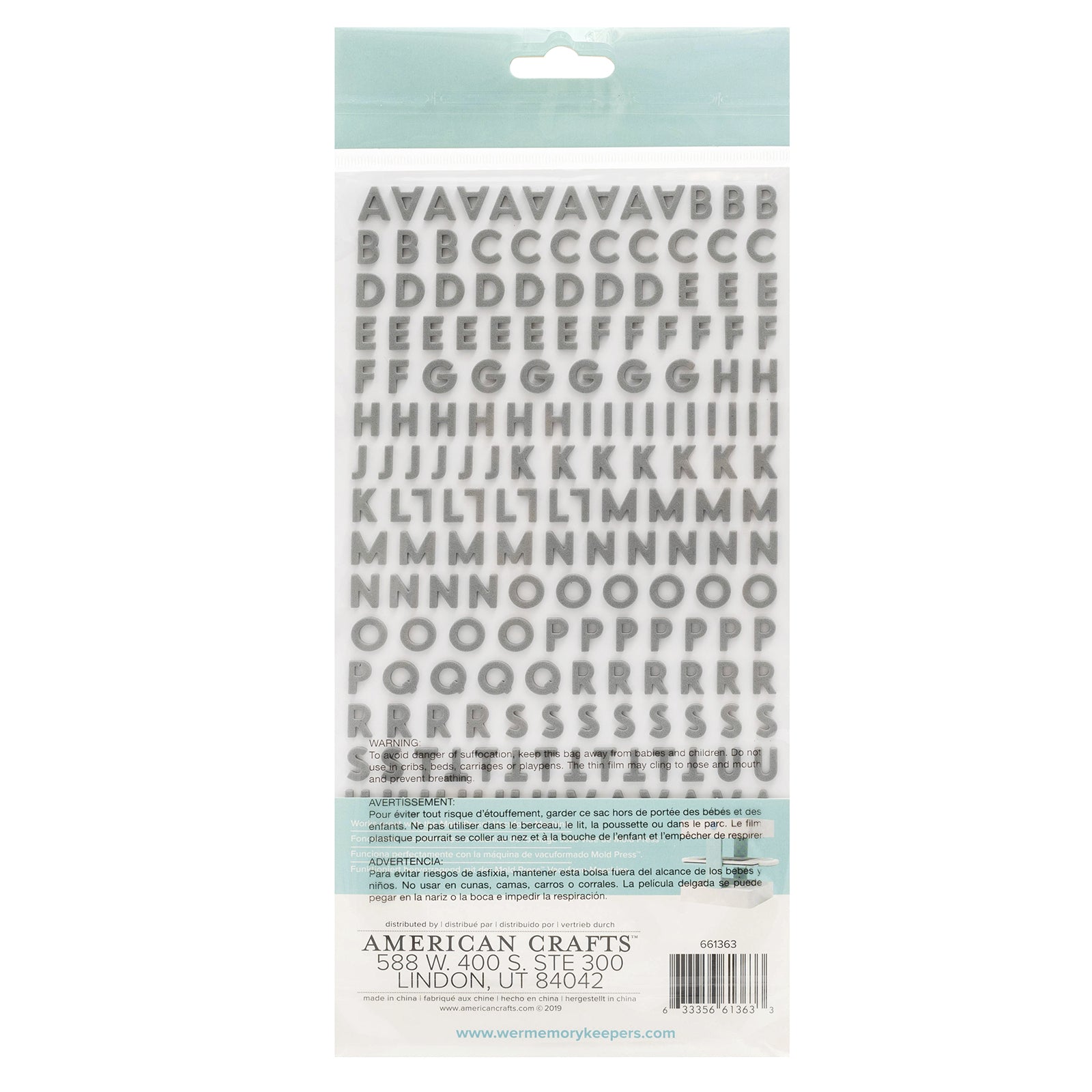 We R Memory Keepers MOLD PRESS Dimensional Alphabet Stickers