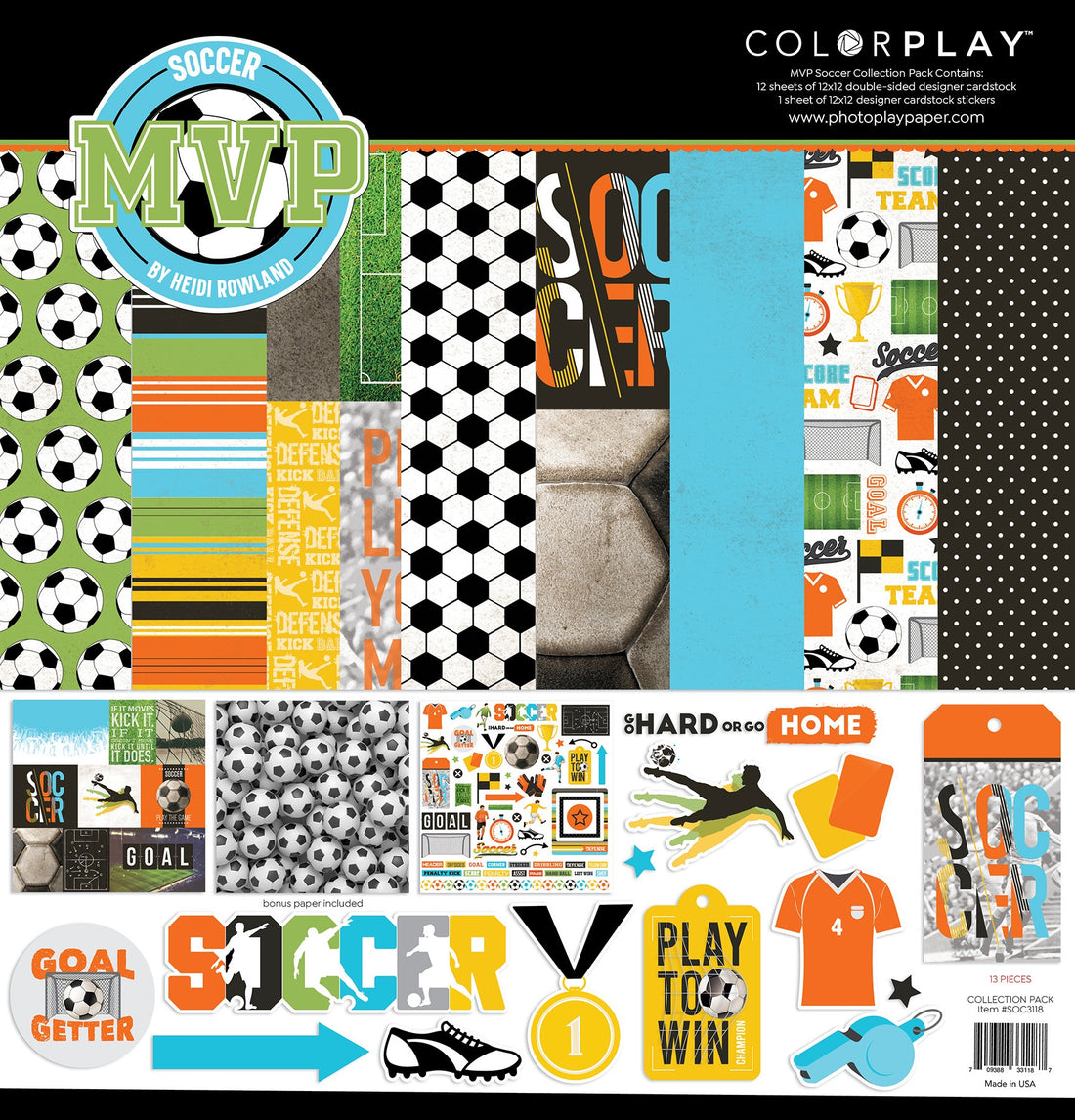 Colorplay MVP SOCCER 12X12 Paper Collection Pack