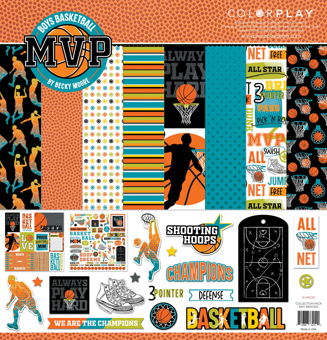 Colorplay MVP BOYS BASKETBALL 12X12 Paper Collection Pack