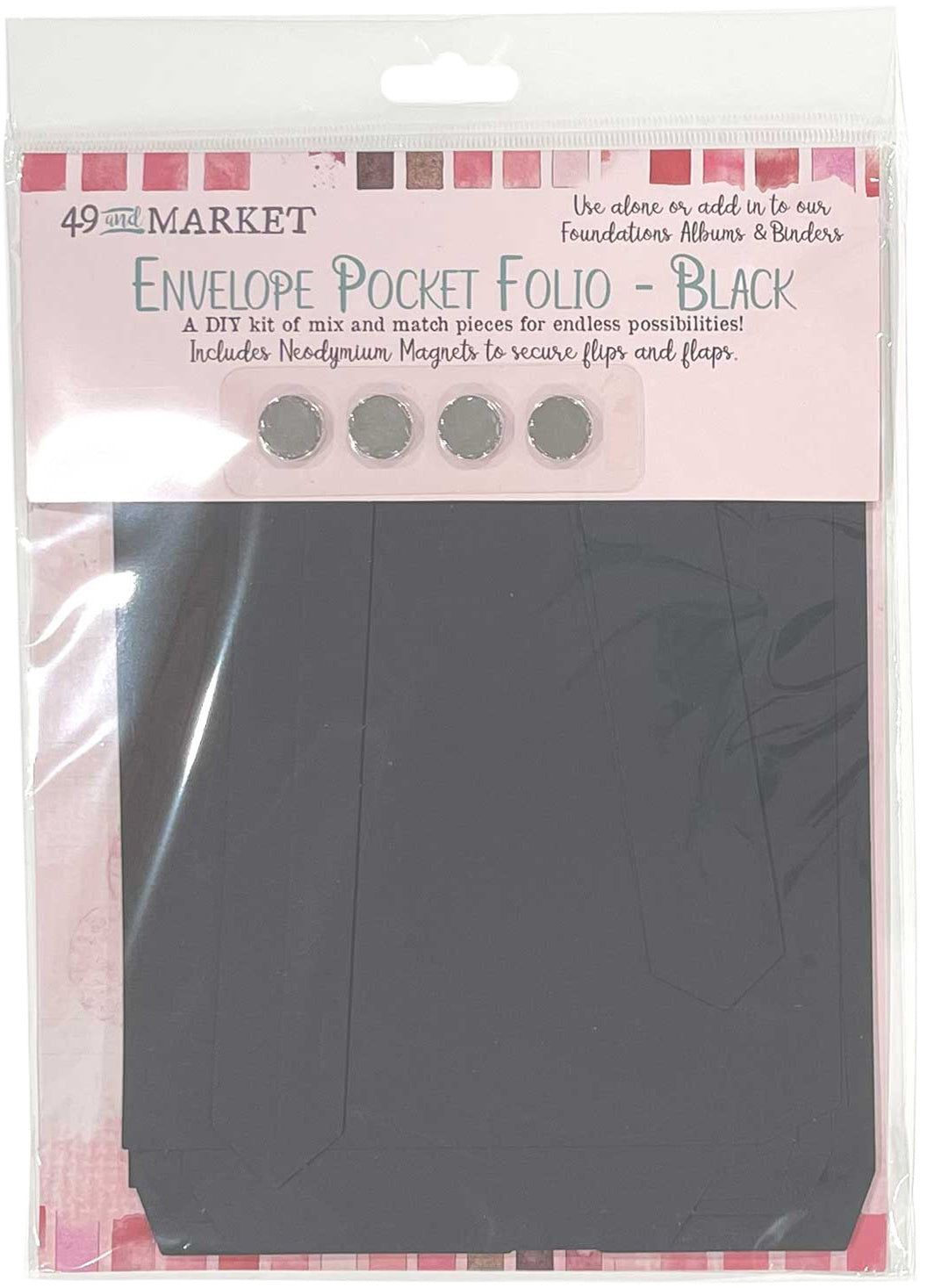 49 and Market Foundation ENVELOPE POCKET FOLIO BLACK 15pc