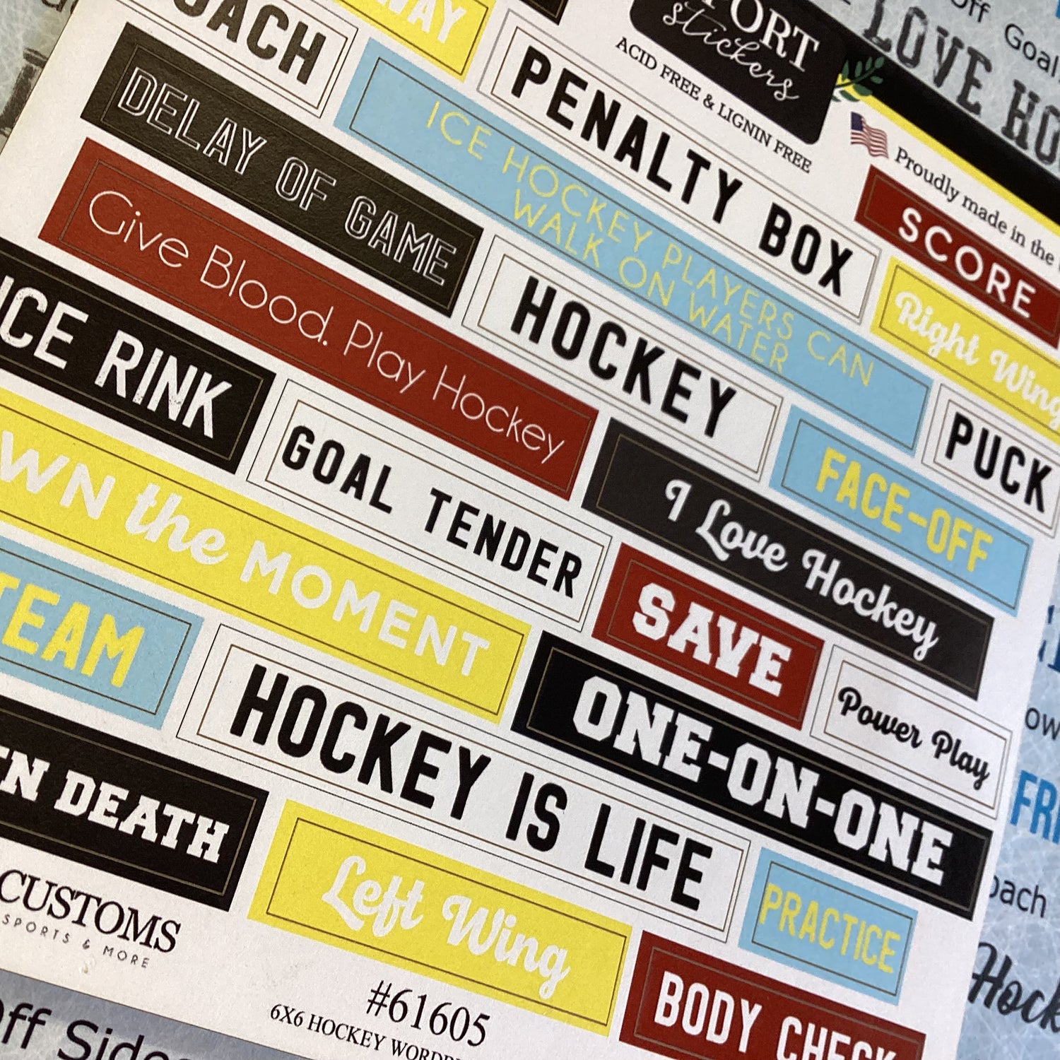 Scrapbook Customs 6X6 HOCKEY WORDBITS STICKERS 25pc