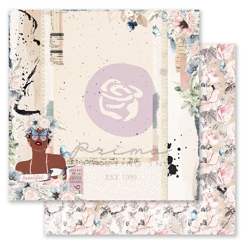 Prima Indigo Collection ABSTRACT BEAUTY 12"X12" Scrapbook Paper