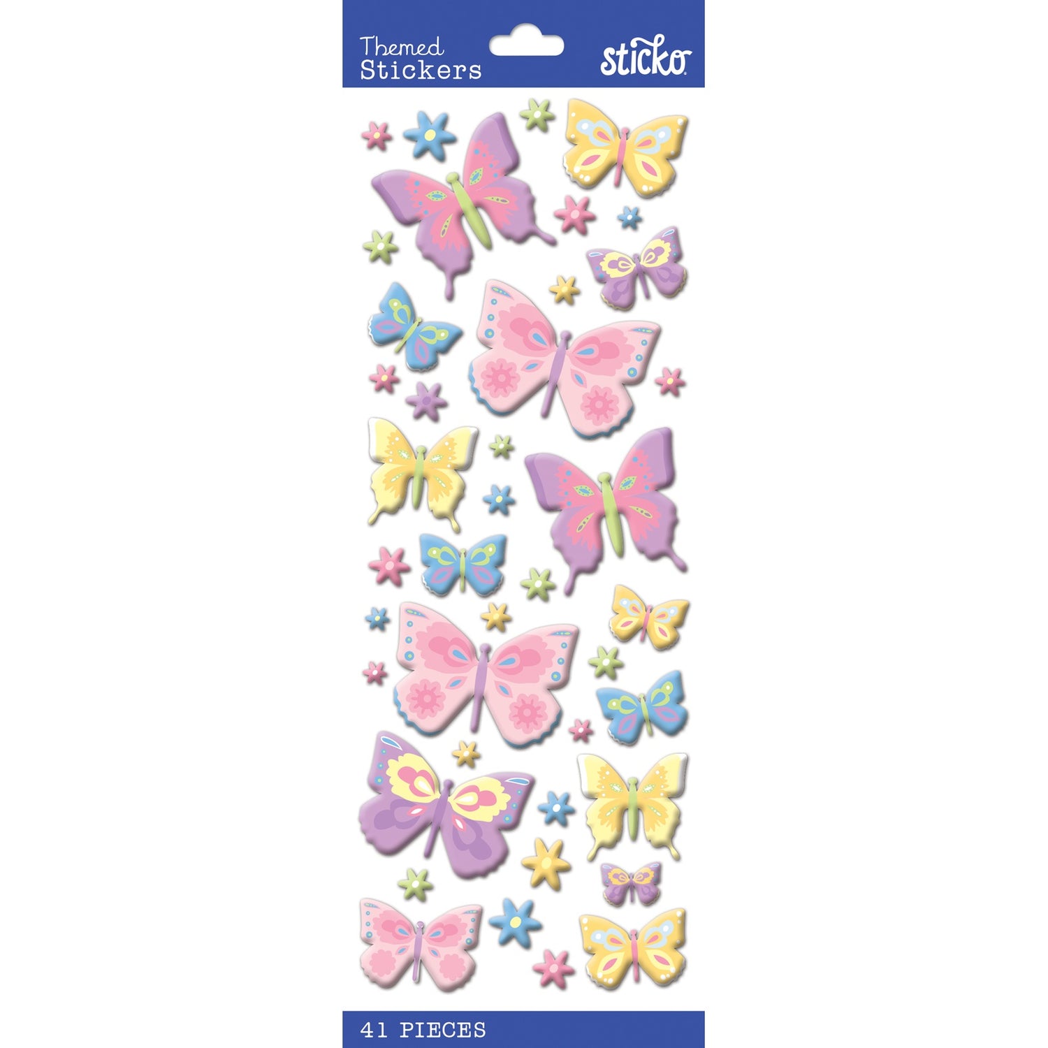 Sticko BUTTERFLIES Themed Puffy Stickers 41pc