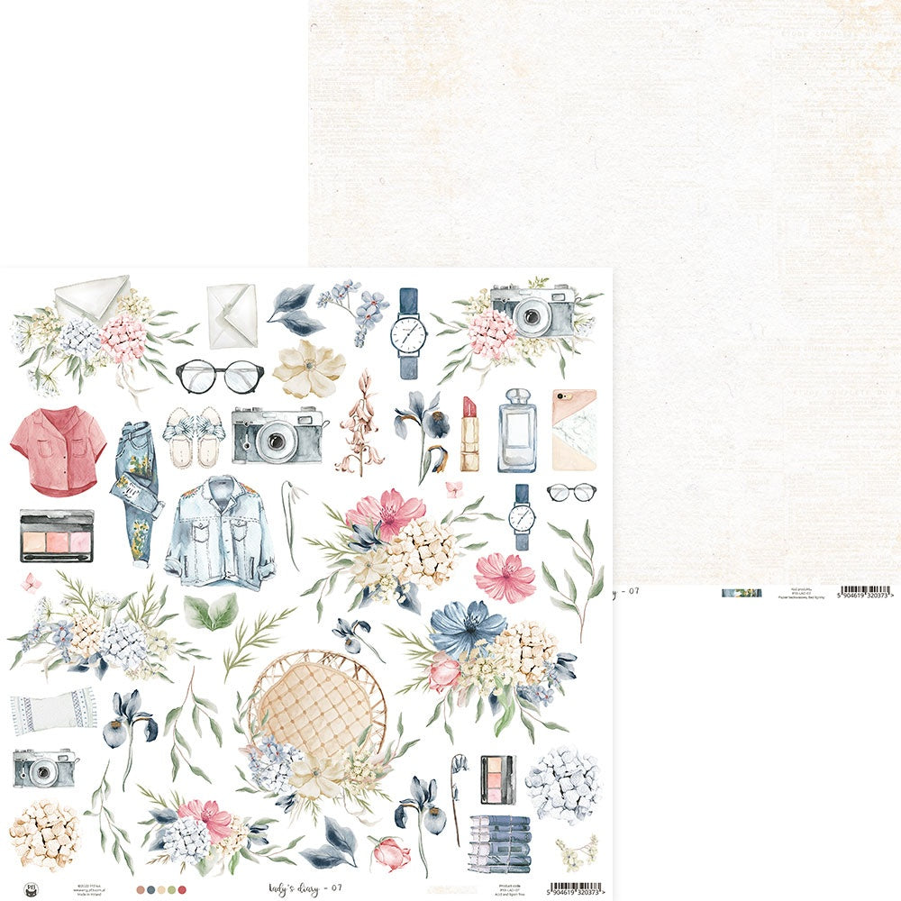 P13 LADY’S DIARY 07 12"X12" Cutapart Scrapbook Paper