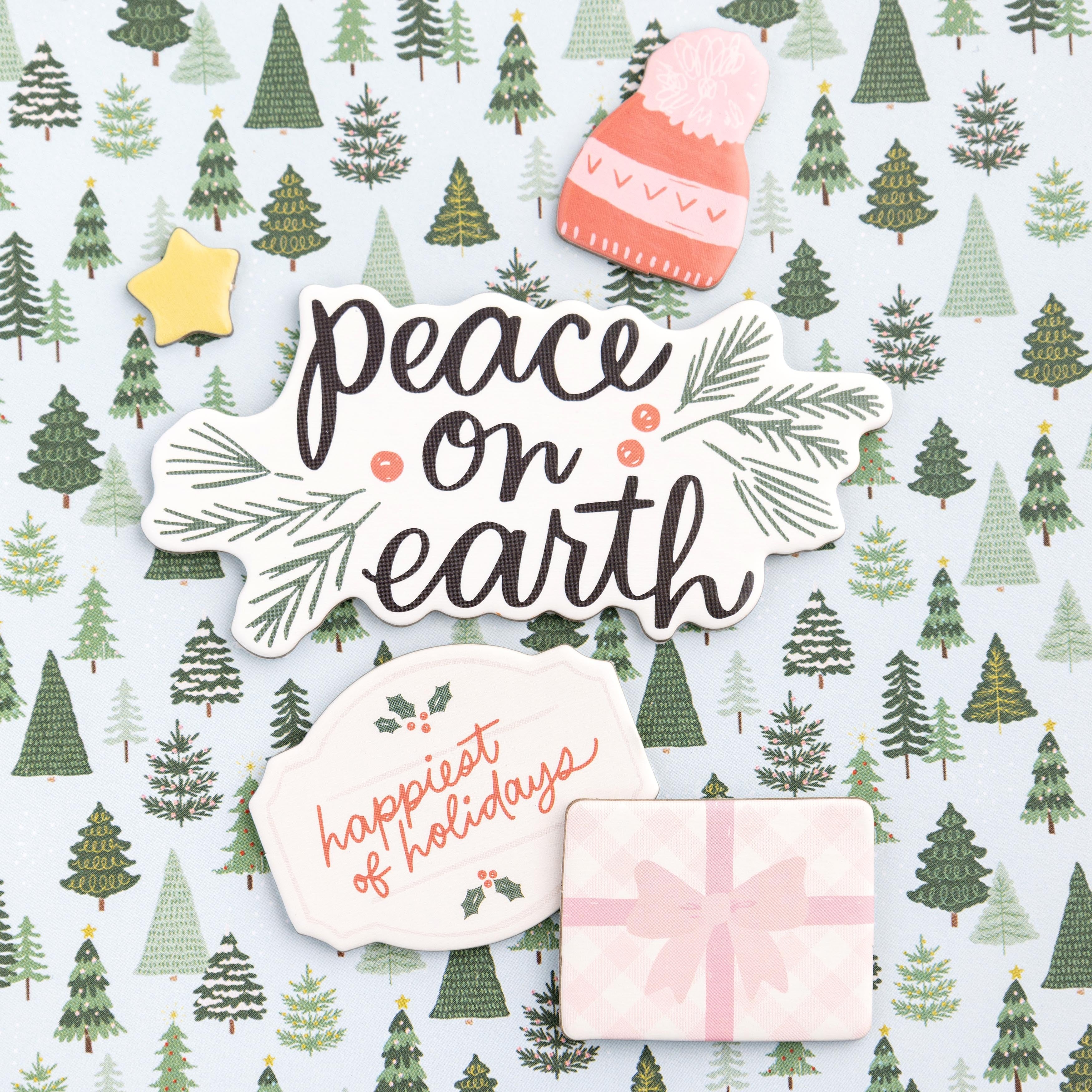 Crate Paper MITTENS &amp; MISTLETOE CHIPBOARD 12”X12” Stickers