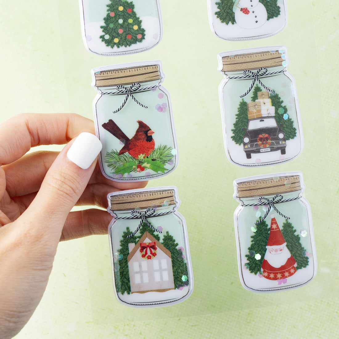 Vicki Boutin EVERGREEN & HOLLY Shaker Stickers 6pc