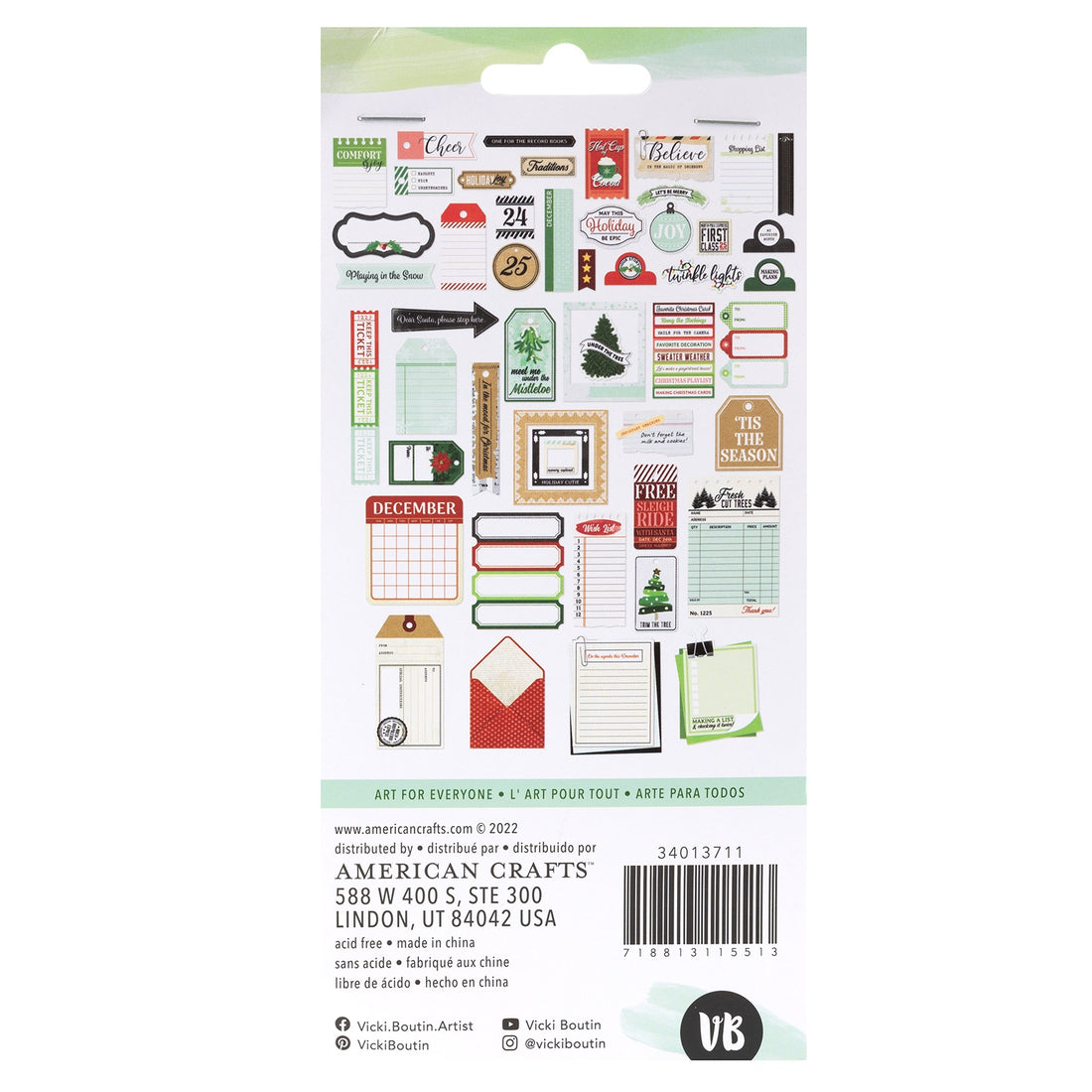 Vicki Boutin EVERGREEN & HOLLY Embellishments DieCuts 50pc