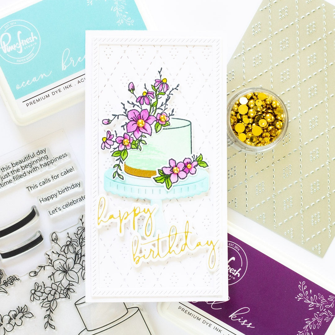 Pinkfresh Studio CELEBRATE IN STYLE Clear Stamp &amp; Die Set 14pc