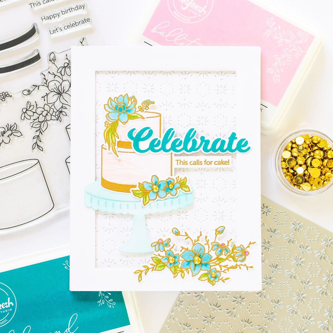 Pinkfresh Studio CELEBRATE IN STYLE Clear Stamp &amp; Die Set 14pc