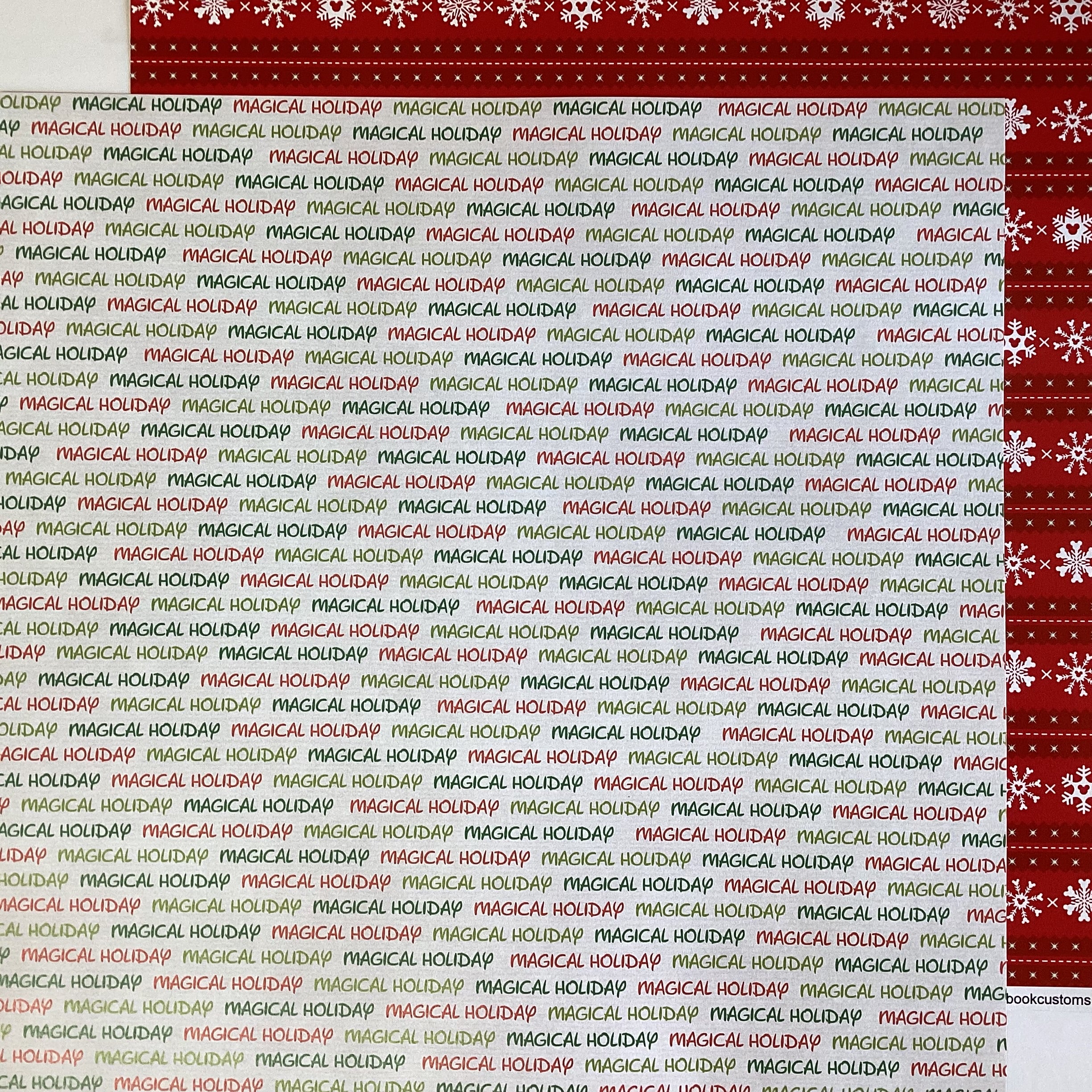 Scrapbook Customs MAGICAL HOLIDAY RED SNOWFLAKES 12"X12" Scrapbook Paper