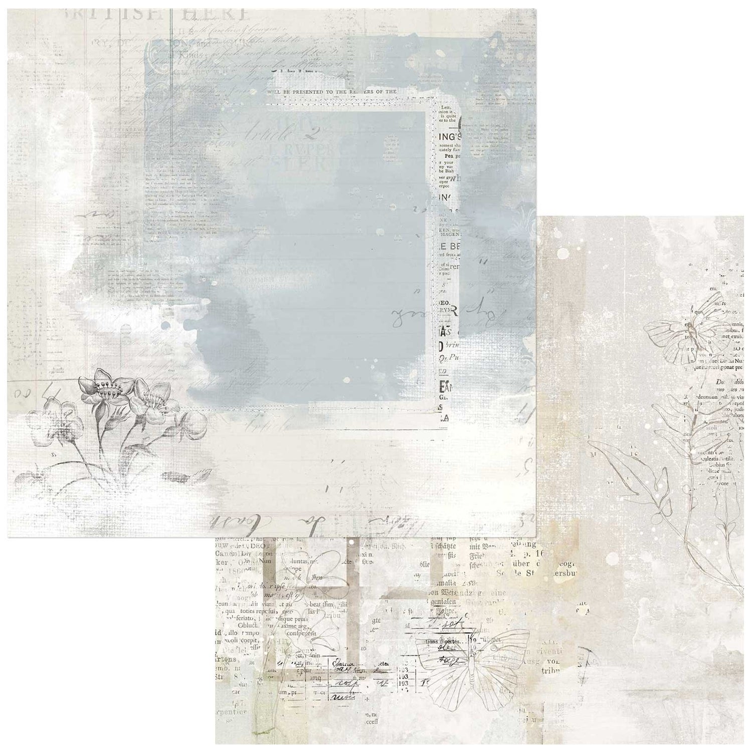 49 and Market Vintage Artistry Serenity SUBTLETIES 12"X12" Scrapbook Paper