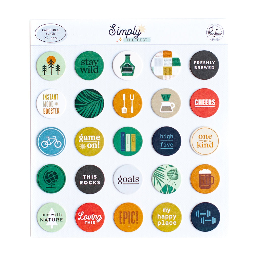 Pinkfresh Studio SIMPLY THE BEST Cardstock Flair 25pc