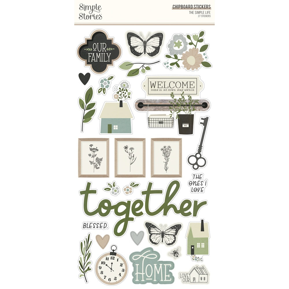 Simple Stories THE SIMPLE LIFE Chipboard Stickers 27pc