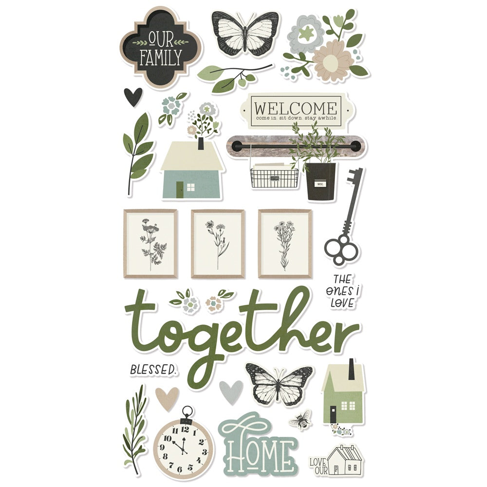 Simple Stories THE SIMPLE LIFE Chipboard Stickers 27pc