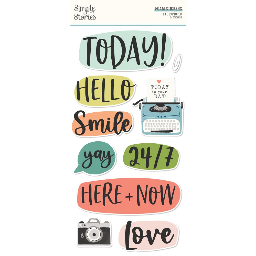 Simple Stories LIFE CAPTURED Foam Stickers 24pc