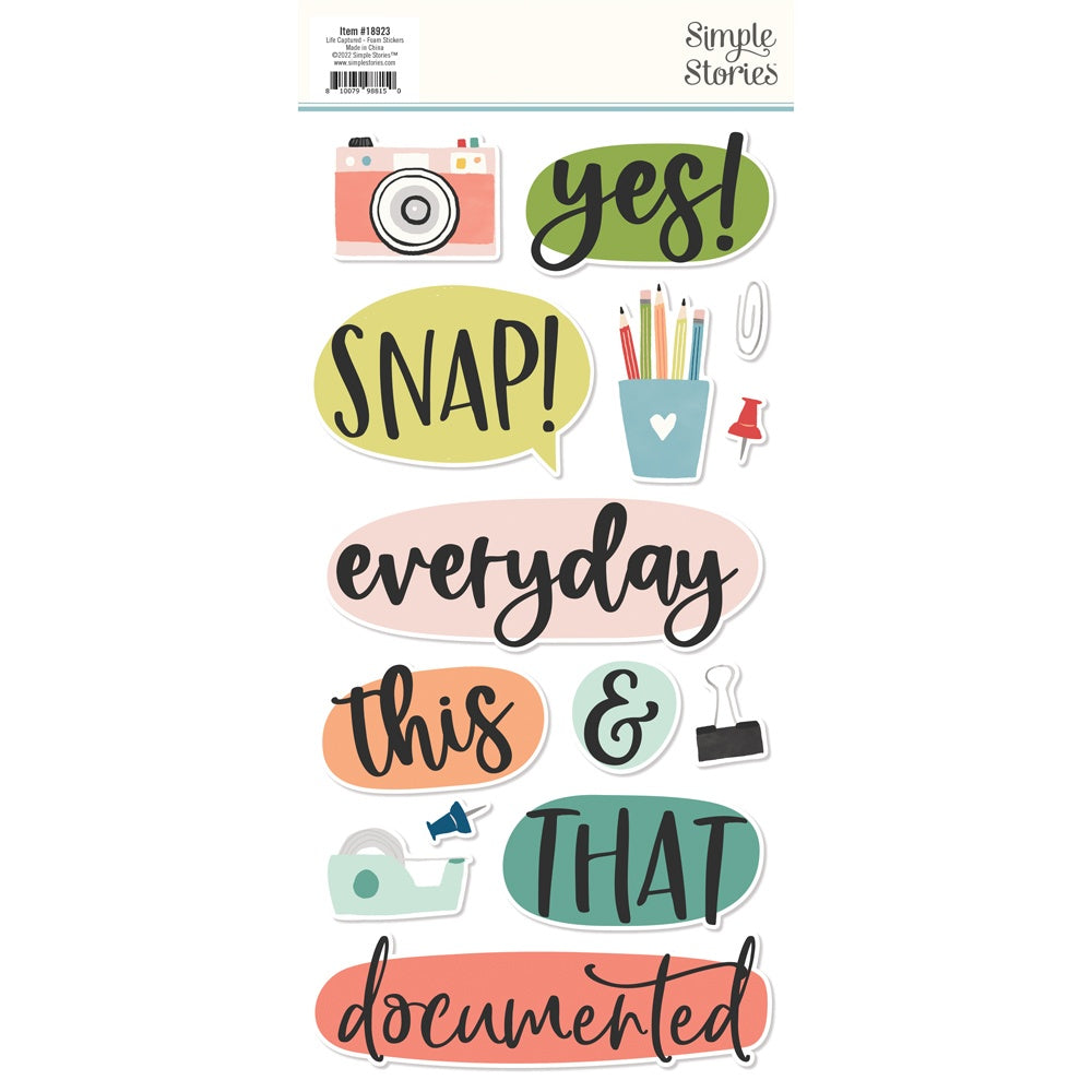 Simple Stories LIFE CAPTURED Foam Stickers 24pc