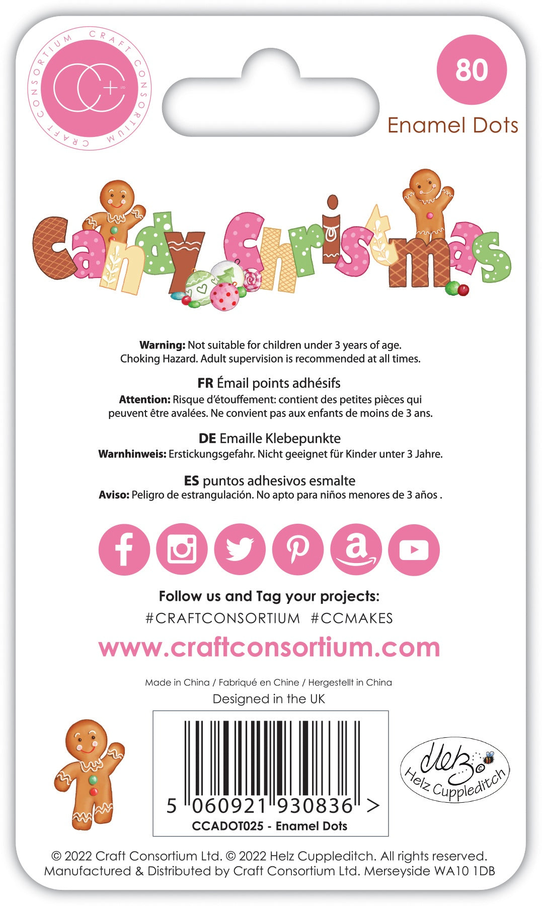 Craft Consortium Candy Christmas ENAMEL DOTS 80pc