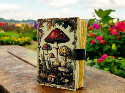 Soft Leather Journal Grimoire VINTAGE MUSHROOM Handmade Blank A7