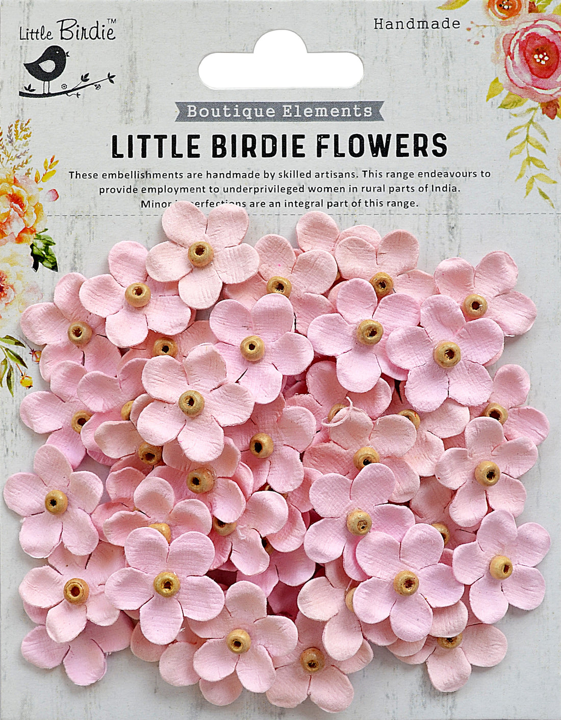 Little Birdie Handmade Flowers BEADED BLOOMS PEARL PINK 50pc