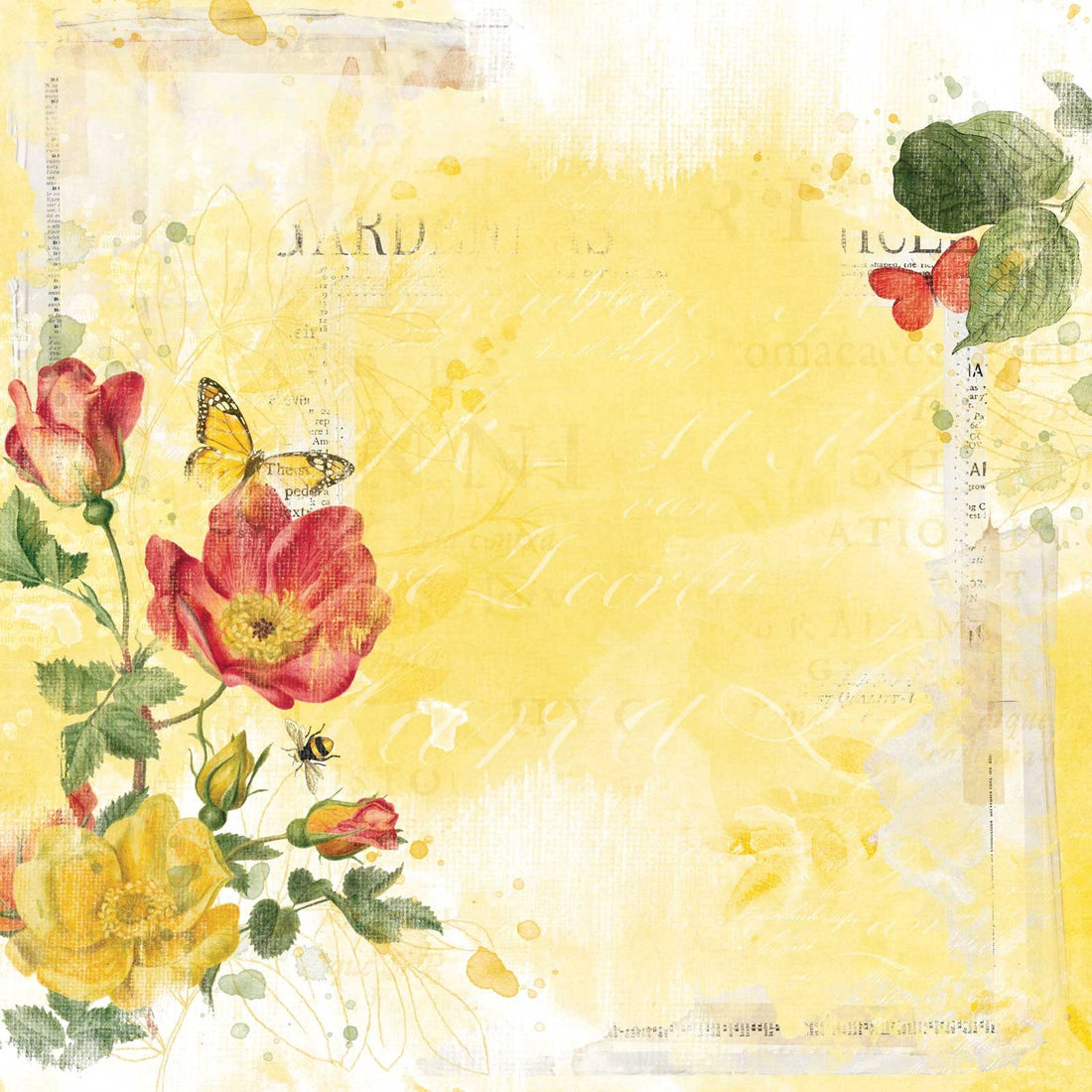 49 and Market Vintage Artistry Countryside SUNSET BLOOM 12"X12" Scrapbook Paper