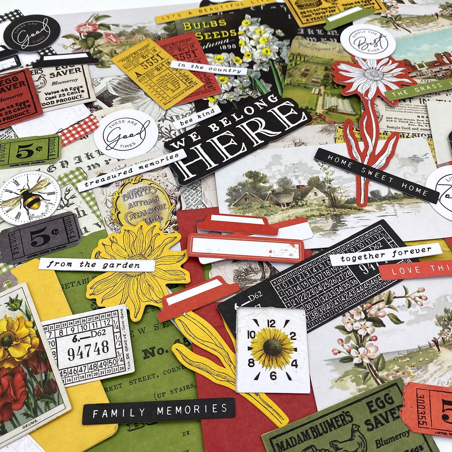 49 and Market Vintage Artistry COUNTRYSIDE EPHEMERA BITS 102pc