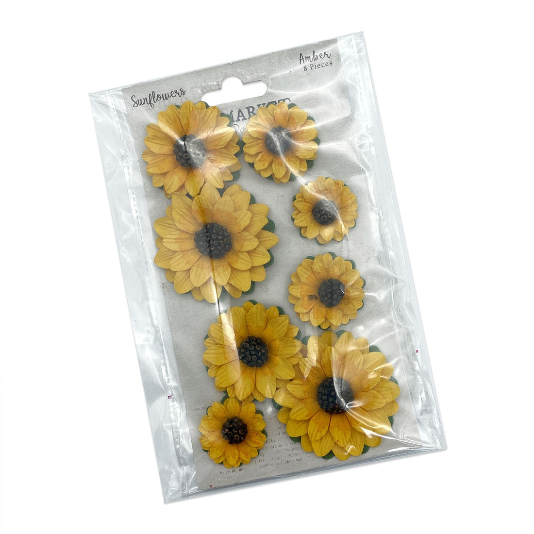 49 and Market SUNFLOWERS AMBER Handmade Paper Flowers 8pc