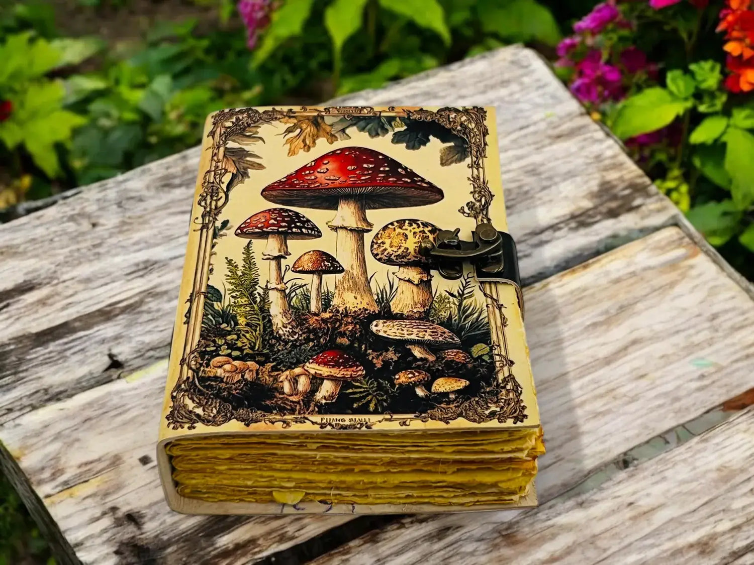 Soft Leather Journal Grimoire VINTAGE MUSHROOM Handmade Blank A7