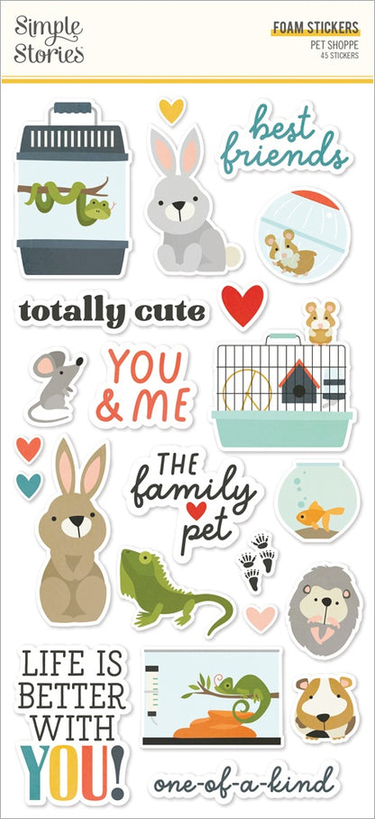 Simple Stories PET SHOPPE Foam Stickers 45pc