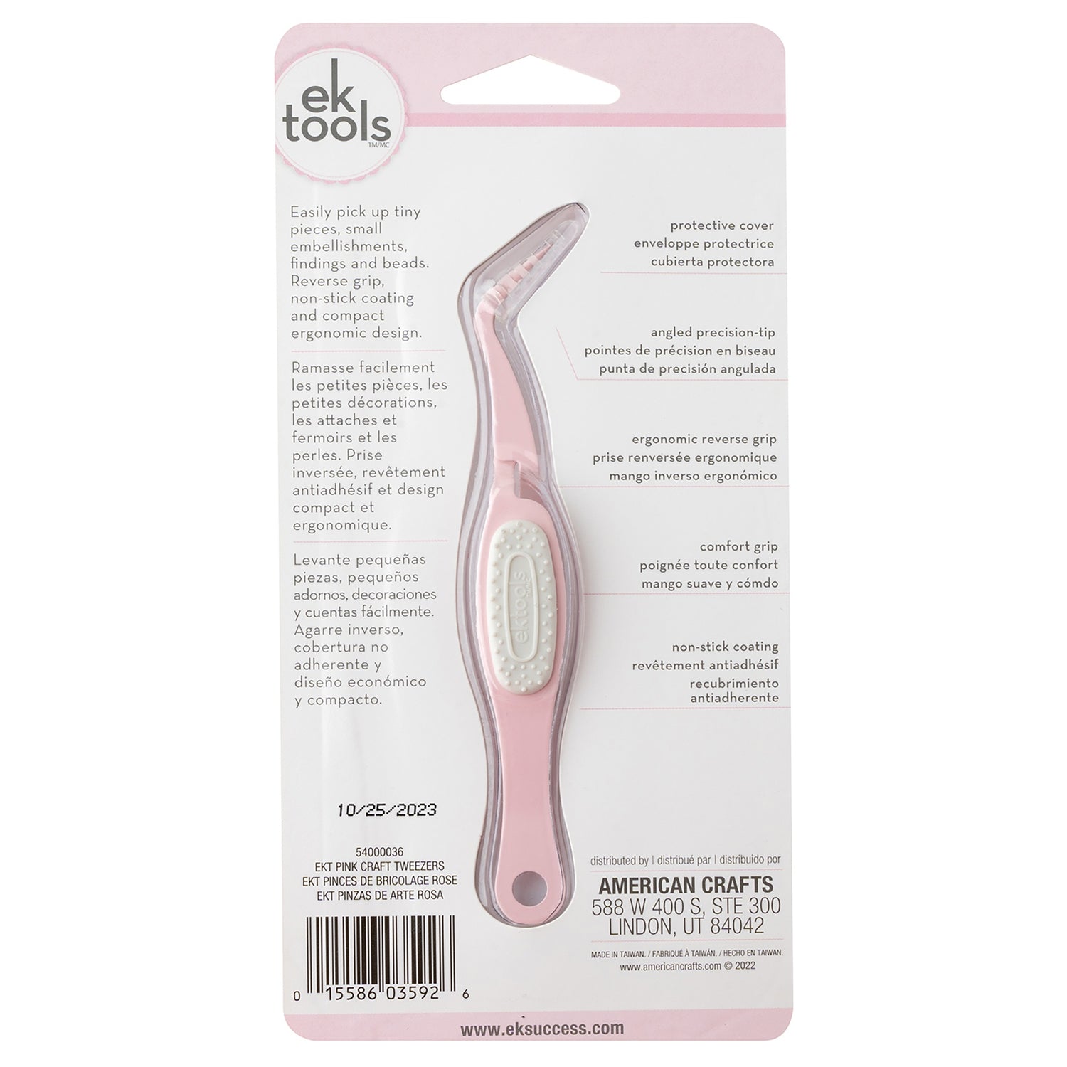 EK Tools CRAFT TWEEZERS PINK Precision Tip